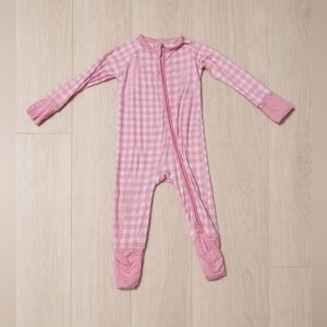 In My Jammers Blush Gingham Zipper Romper